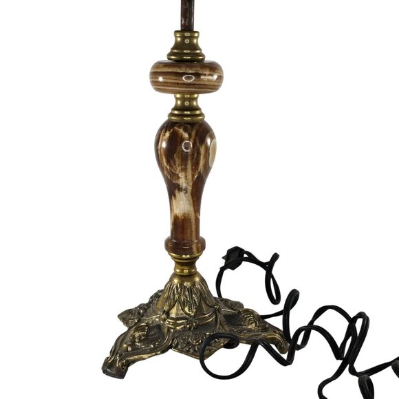Vintage Italy Leviton Brass Marble Onyx Table Lamp Art Deco Hollywood Regency